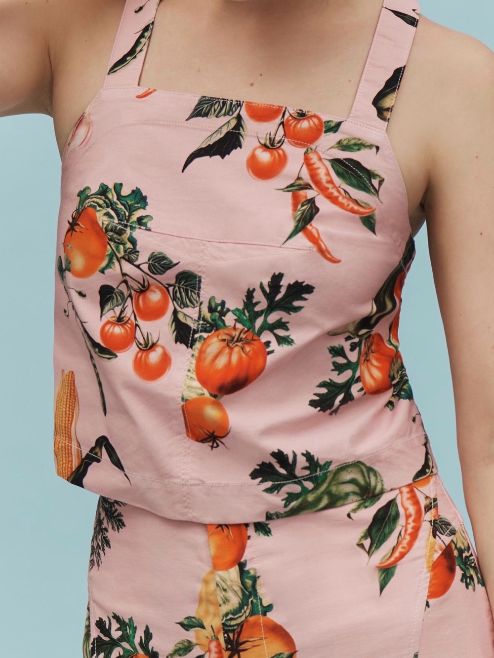 NBW Maeve Pink Vegetable-Print Halter Blouse